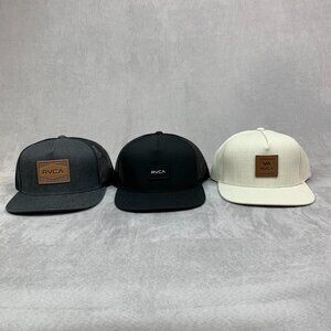 Lot of 3 RVCA Hats Gray Black White Snapback Badge Neo Trucker Mesh One Size